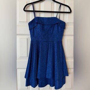 City Studio Sparkle Strapless Mini Dress - Royal Blue